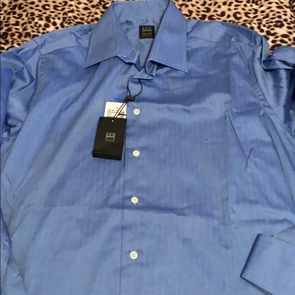 Ike behar men’s bespoke blue French cuff shirt